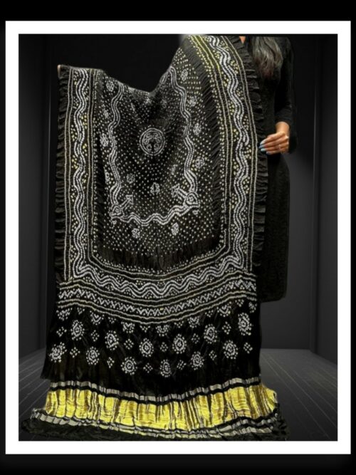 Black Bandhani Designer Dupatta Pure GajiSilk