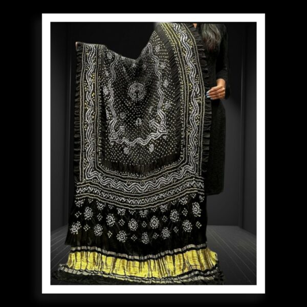 Black Bandhani Designer Dupatta Pure GajiSilk