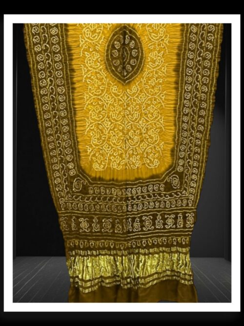 Mustard Mehndi Shikari Bandhani Dupatta Pure Gajisilk