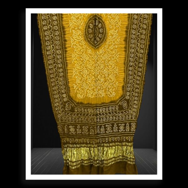 Mustard Mehndi Shikari Bandhani Dupatta Pure Gajisilk