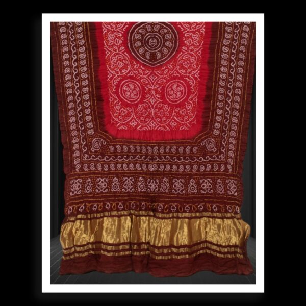 Red Maroon Shikari Bandhani Dupatta Pure Gajisilk