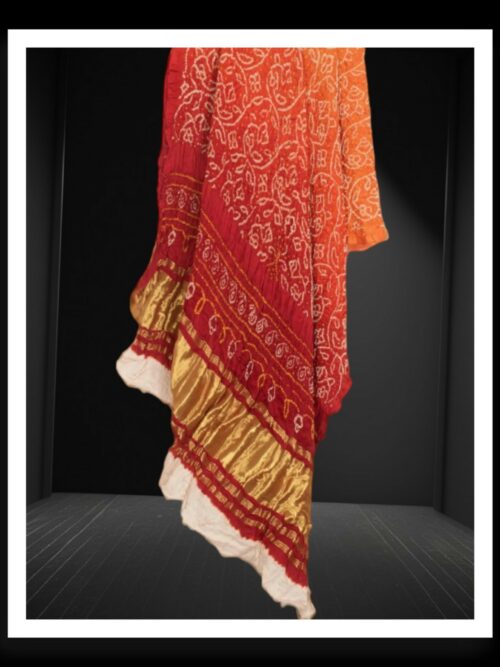 Golden Red Shikari Bandhani Dupatta Pure Gajisilk