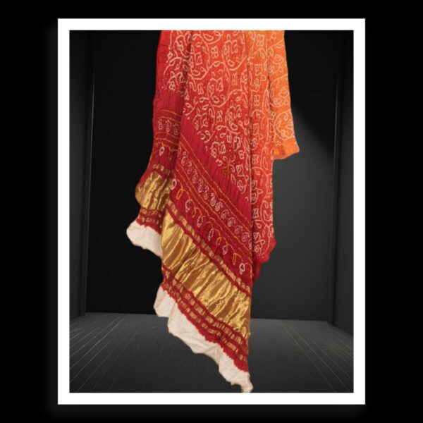 Golden Red Shikari Bandhani Dupatta Pure Gajisilk