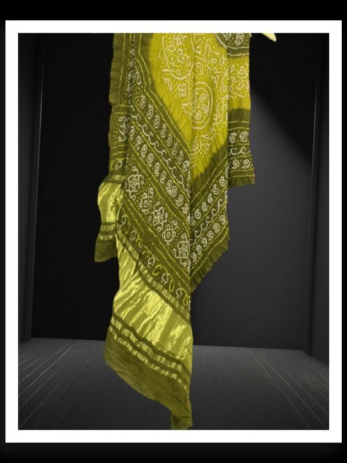Olive Mehndi Shikari Bandhani Dupatta Pure Gajisilk