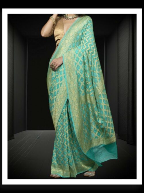 Rama Banarasi Bandhani Saree Pure Georgette Silk