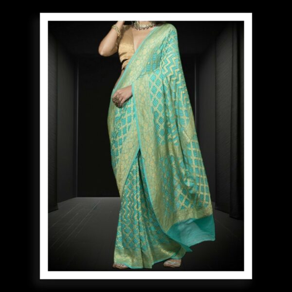 Rama Banarasi Bandhani Saree Pure Georgette Silk