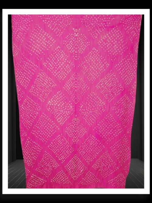 Pink Hand Made Bandhani Dupatta Pure GajiSilk