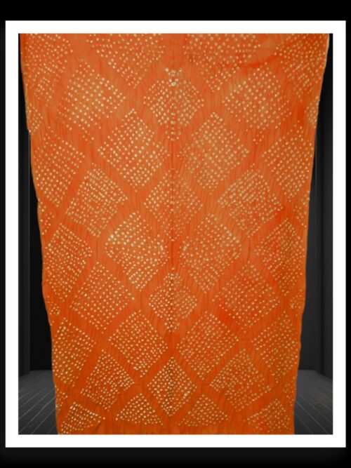 Orange Hand Made Bandhani Dupatta Pure GajiSilk