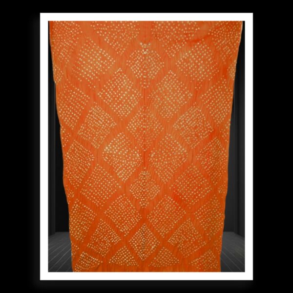 Orange Hand Made Bandhani Dupatta Pure GajiSilk