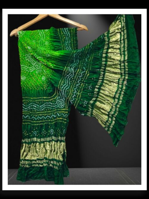 Green Parrot Designer Bandhani Dupatta Pure Modalsilk