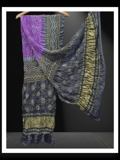 Purple Grey Designer Bandhani Dupatta Pure Modalsilk