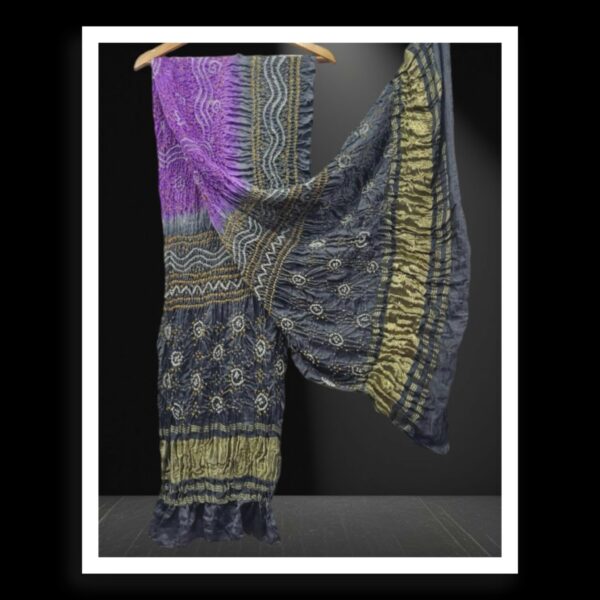 Purple Grey Designer Bandhani Dupatta Pure Modalsilk