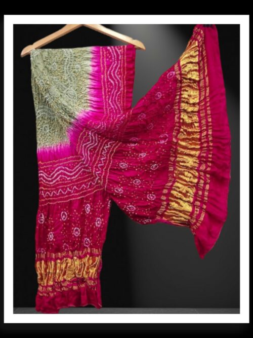 Pink Grey Designer Bandhani Dupatta Pure Modalsilk
