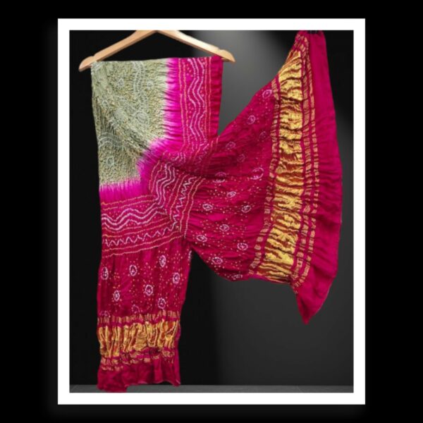 Pink Grey Designer Bandhani Dupatta Pure Modalsilk