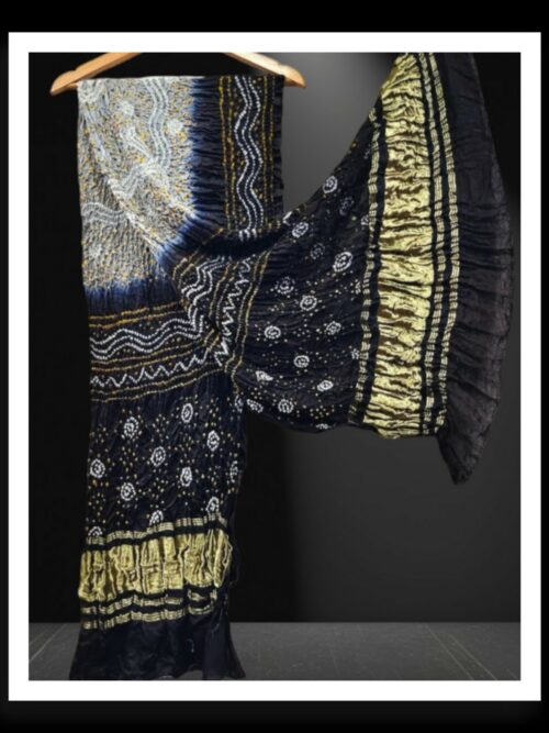 Black Silver Designer Bandhani Dupatta Pure Modalsilk