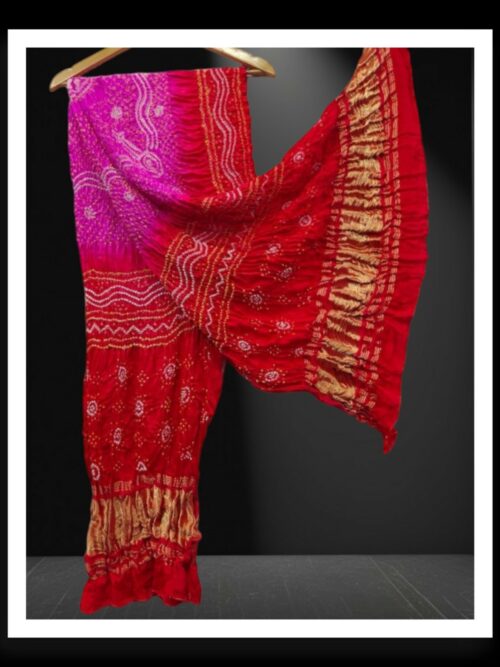 Red Pink Designer Bandhani Dupatta Pure Modalsilk