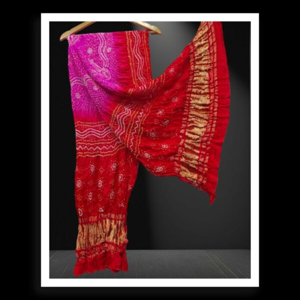 Red Pink Designer Bandhani Dupatta Pure Modalsilk