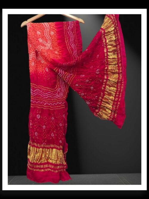 Orange Red Designer Bandhani Dupatta Pure Modalsilk