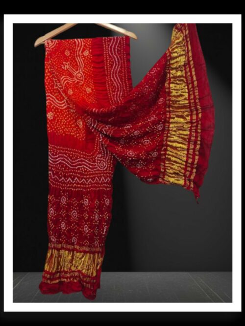 Red Orange Designer Bandhani Dupatta Pure Modalsilk