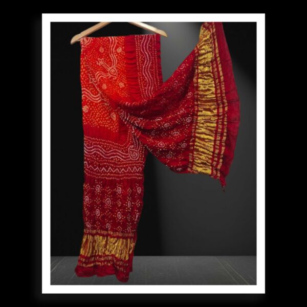 Red Orange Designer Bandhani Dupatta Pure Modalsilk