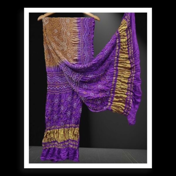 Purple Brown Designer Bandhani Dupatta Pure Modalsilk