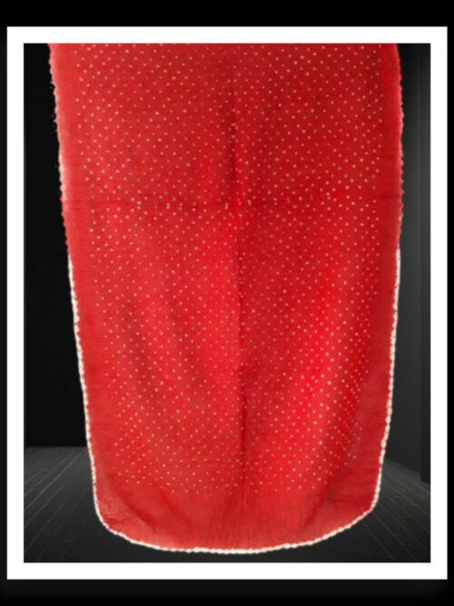 Red Designer Bandhani Dupatta Pure Cotton Silk