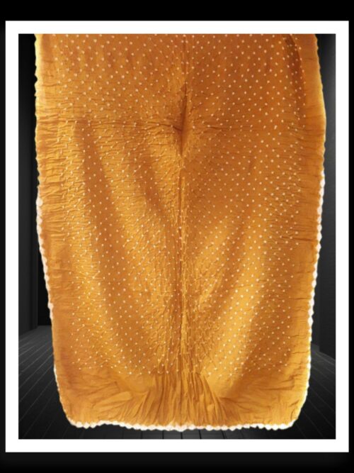 Gold Rust Designer Bandhani Dupatta Pure Cotton Silk
