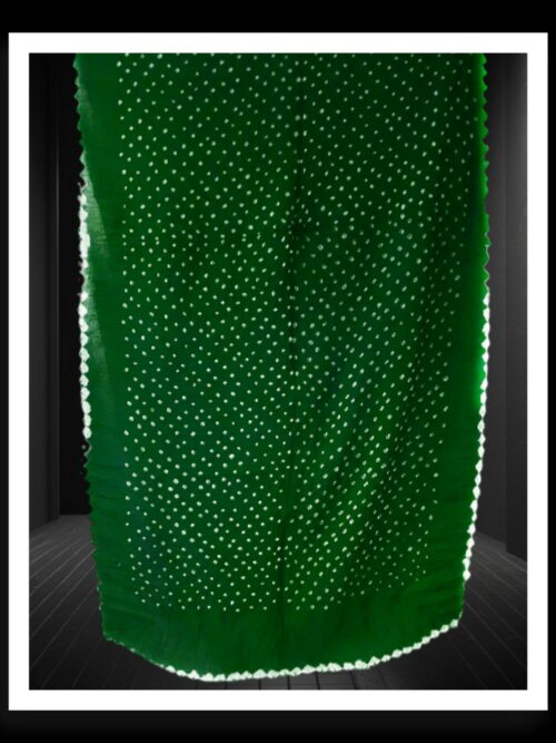 Green Designer Bandhani Dupatta Pure Cotton Silk