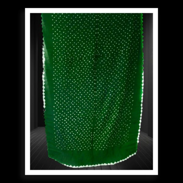 Green Designer Bandhani Dupatta Pure Cotton Silk