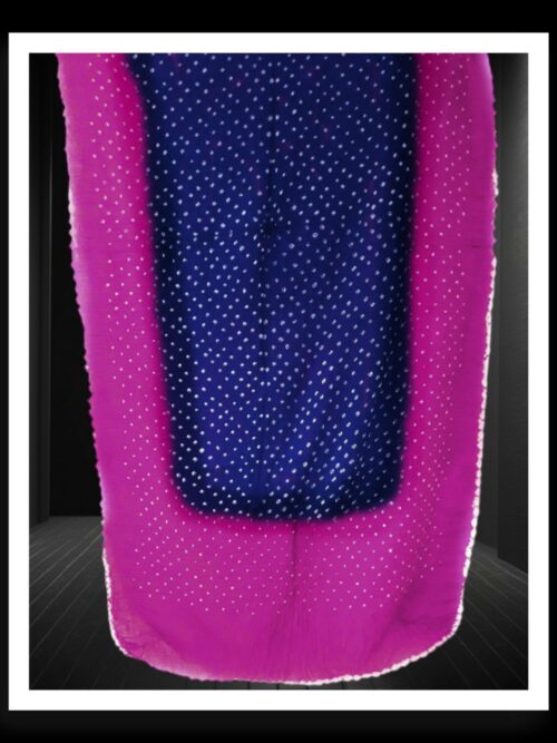 Pink Blue Designer Bandhani Dupatta Pure Cotton Silk
