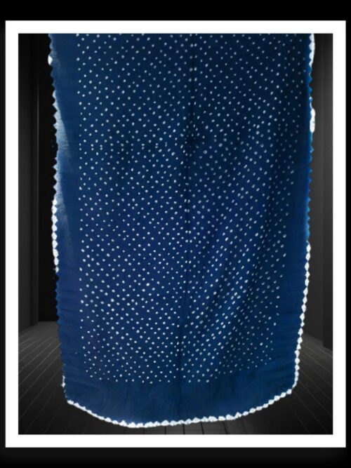 Navy Blue Designer Bandhani Dupatta Pure Cotton Silk