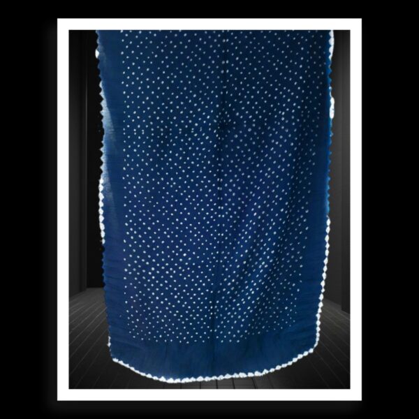 Navy Blue Designer Bandhani Dupatta Pure Cotton Silk