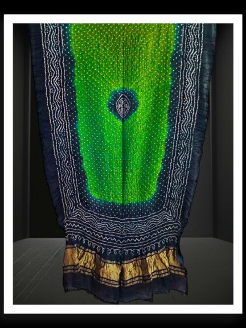 Parrot Dual Tone Designer Bandhani Dupatta Pure ModalSilk