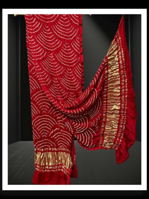 Red Bandhani Dupatta Wifi Designer Pure Gaji Silk Khatri
