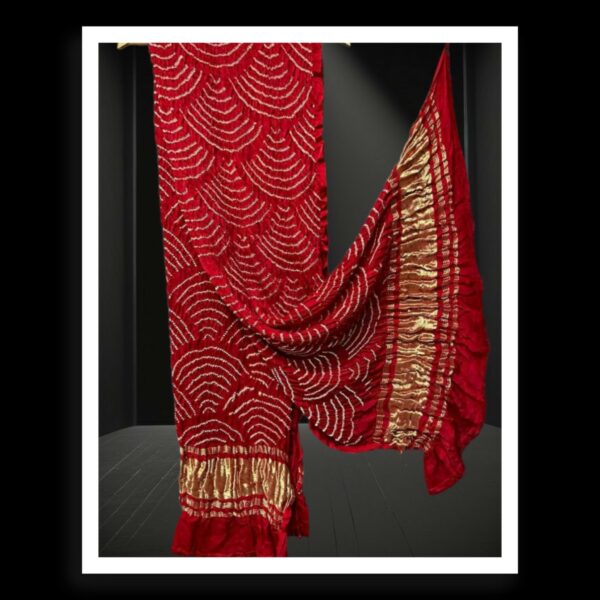 Red Bandhani Dupatta Wifi Designer Pure Gaji Silk Khatri