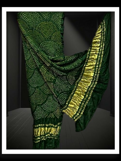 Green Bandhani Dupatta Wifi Designer Pure Gaji Silk Khatri