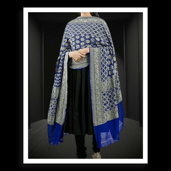 Navy Blue Banarasi Bandhani Dupatta Pure Georgette