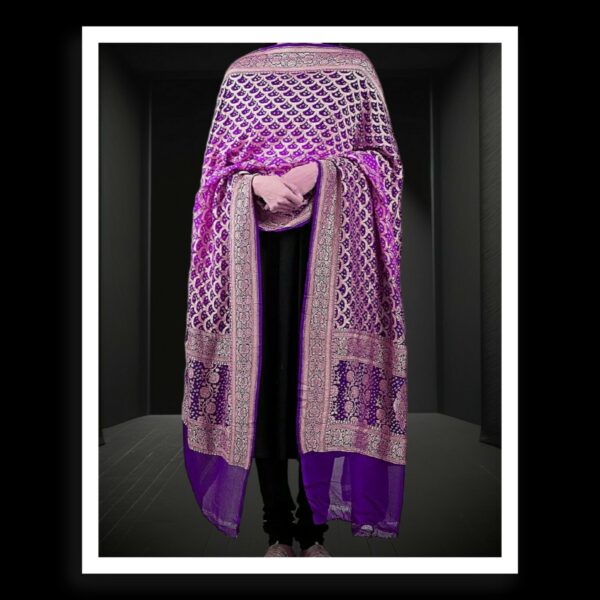 Pink Magenta Banarasi Bandhani Dupatta Pure Georgette