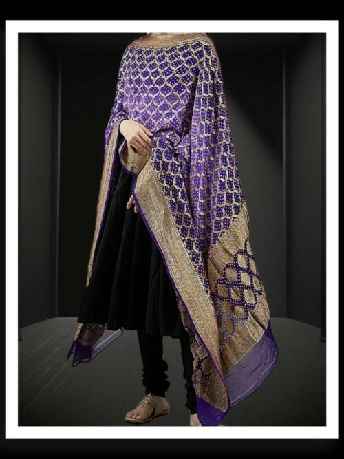 Violate Purple Banarasi Bandhani Dupatta Pure Georgette