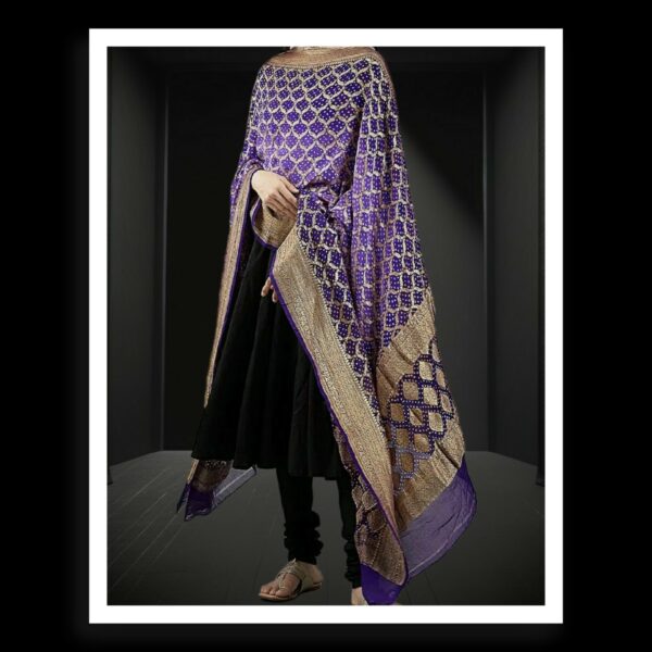 Violate Purple Banarasi Bandhani Dupatta Pure Georgette