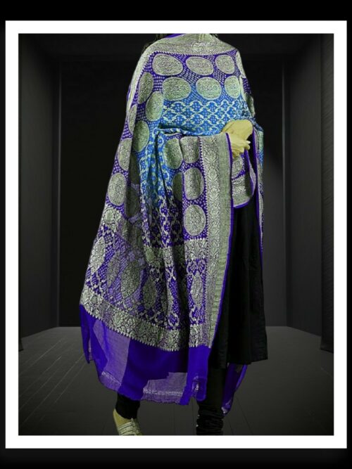 Sky Blue Banarasi Bandhani Dupatta Pure Georgette