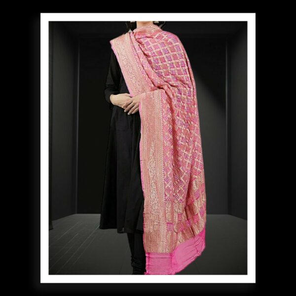 Light Pink Banarasi Bandhani Dupatta Pure Georgette