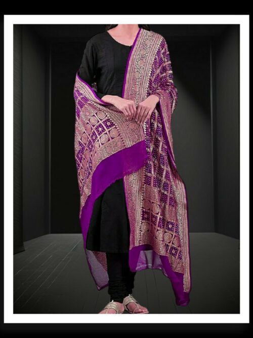 Brinjal Banarasi Bandhani Dupatta Pure Georgette