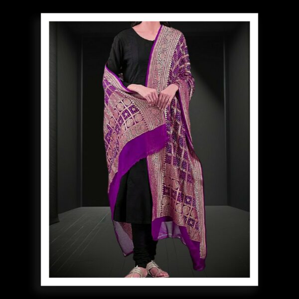 Brinjal Banarasi Bandhani Dupatta Pure Georgette