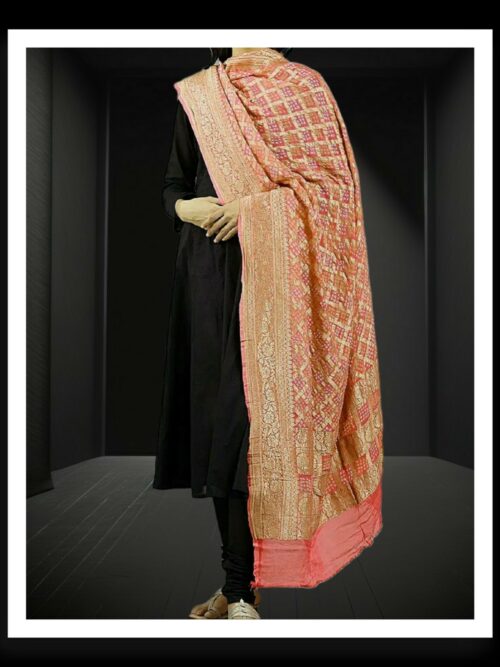 Pitch Orange Banarasi Bandhani Dupatta Pure Georgette