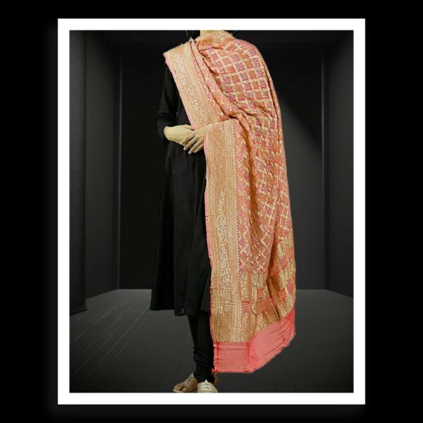 Pitch Orange Banarasi Bandhani Dupatta Pure Georgette