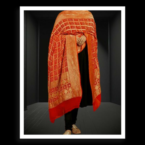 Orange Banarasi Bandhani Dupatta Pure Georgette