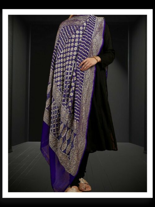 Blue Banarasi Bandhani Dupatta Pure Georgette