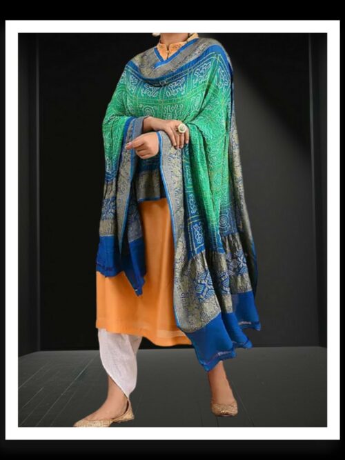 Aqua-Rama Banarasi Bandhani Dupatta Pure Georgette Silk Khatri