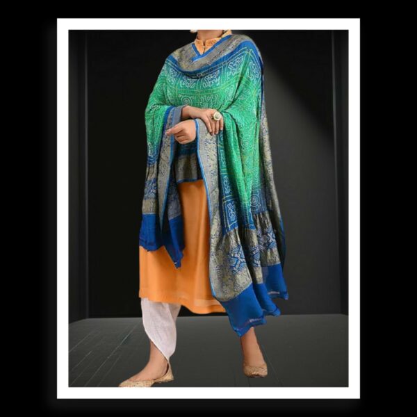 Aqua-Rama Banarasi Bandhani Dupatta Pure Georgette Silk Khatri